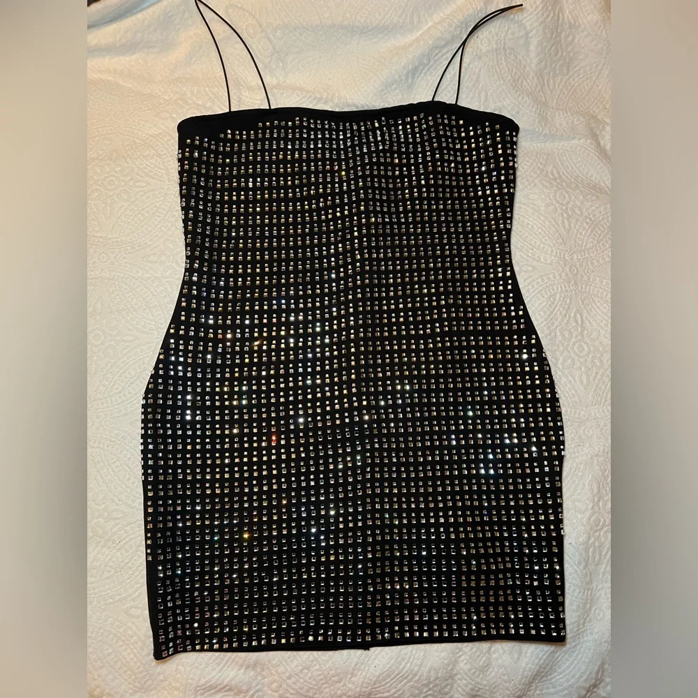 Fashion Nova Black and Silver Embellished Bodycon Dress |1X | nwt - Picture 3 of 7